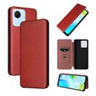 For Realme C30 Carbon Fiber Texture Flip Leather Phone Case(Brown) - 1