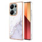 For Xiaomi Redmi Note 13 Pro 4G Global Electroplating Marble Dual-side IMD Phone Case(White 006) - 1