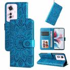 For OPPO Reno11 F Global / F25 Pro Global Embossed Sunflower Leather Phone Case(Blue) - 1