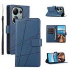 For Xiaomi Redmi Note 13 Pro 4G PU Genuine Leather Texture Embossed Line Phone Case(Blue) - 1