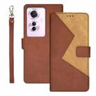 For OPPO Reno11 F idewei Two-color Splicing Leather Phone Case(Brown) - 1