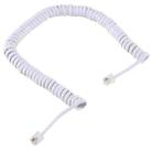 4 Core Male to Male RJ11 Spring Style Telephone Extension Coil Cable Cord Cable, Stretch Length: 2m(White) - 1