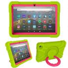 For Amazon Kindle Fire HD8 (2020) PC + Silicone Shockproof Combination Case with 360 Degree Rotating Holder & Handle(Glass Green + Rose Red) - 1