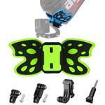 Butterfly Helmet Mount Adapter with 3-Way Pivot Arm & J-Hook Buckle & Long Screw for GoPro Hero12 Black / Hero11 /10 /9 /8 /7 /6 /5, Insta360 Ace / Ace Pro, DJI Osmo Action 4 and Other Action Cameras (Fluorescent Green)