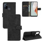 For OnePlus Nord N100 Solid Color Skin Feel Magnetic Buckle Horizontal Flip Calf Texture PU Leather Case with Holder & Card Slots & Wallet(Black)