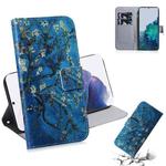 For Samsung Galaxy S21+ 5G Coloured Drawing Horizontal Flip Leather Case, with Holder & Card Slots & Wallet(Apricot Flower)