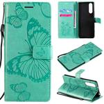 For Sony Xperia5 II 3D Butterflies Embossing Pattern Horizontal Flip Leather Case with Holder & Card Slot & Wallet(Green)