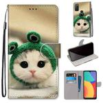 For Alcatel 1S 2021 / 3L 2021  Coloured Drawing Cross Texture Horizontal Flip PU Leather Case with Holder & Card Slots & Wallet & Lanyard(Frog Kitten)