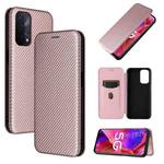 For OPPO A93 5G Carbon Fiber Texture Horizontal Flip TPU + PC + PU Leather Case with Card Slot(Pink)