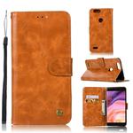 For  ZTE Blade Z Max / Z982 Retro Copper Button Crazy Horse Horizontal Flip PU Leather Case with Holder & Card Slots & Wallet & Lanyard(Gold Yellow)