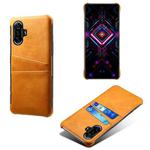 For Xiaomi Redmi K40 Gaming Calf Texture PC + PU Leather Back Cover Shockproof Case with Dual Card Slots(Orange)