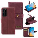 For Huawei P40 Copper Buckle Horizontal Flip Leather Phone Case with Holder & Card Slots & Wallet(Maroon)