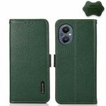 For OnePlus N20 5G KHAZNEH Side-Magnetic Litchi Genuine Leather RFID Phone Case(Green)