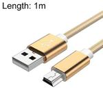5 PCS Mini USB to USB A Woven Data / Charge Cable for MP3, Camera, Car DVR, Length:1m(Gold)