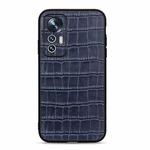 For Xiaomi Mi 12 Lite Fine Hole Crocodile Texture Genuine Leather Phone Case(Blue)