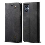 For OnePlus Nord N20 5G Denim Texture Casual Style Leather Phone Case(Black)