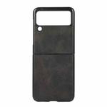 For Samsung Galaxy Z Flip3 5G Two-color Calf Texture PU Phone Case(Black)