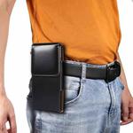 Men Glossy Texture Leather Portable Mobile Phone Waist Bag for 6.9 inch or below(Black)