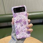 For Samsung Galaxy Z Flip3 5G Flower Series Shockproof PC Phone Case(Purple Flower)