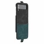 For Samsung Galaxy Z Flip 3 5G Side Buckle Double Fold Leather Phone Case(Dark Green)