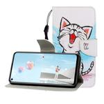 For Huawei Nova 7 SE Colored Drawing Horizontal Flip Leather Case with Holder & Card Slot & Wallet(Red Mouth Cat)