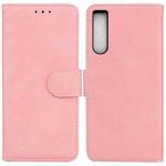 For Sony Xperia 10 IV 2023 Skin Feel Pure Color Flip Leather Phone Case(Pink)