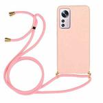 For Xiaomi 12 / 12X Wheat Straw Material + TPU Phone Case with Lanyard(Pink)