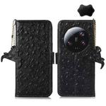 For Xiaomi 13 Ultra Ostrich Pattern Genuine Leather RFID Phone Case(Black)