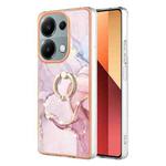 For Xiaomi Redmi Note 13 Pro 4G/Poco M6 Pro 4G Electroplating Marble IMD TPU Phone Case with Ring Holder(Rose Gold 005)