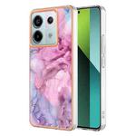 For Xiaomi Redmi Note 13 Pro 5G Electroplating Marble Dual-side IMD TPU Phone Case(Pink 013)