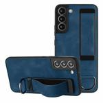 For Samsung Galaxy S22 5G Wristband Holder Leather Back Phone Case(Royal Blue)
