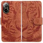 For Realme C67 4G Global Tiger Embossing Pattern Flip Leather Phone Case(Brown)