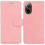 For Realme C67 4G Global Skin Feel Pure Color Flip Leather Phone Case(Pink)