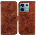 For Xiaomi Redmi Note 13 Pro 5G Lily Embossed Leather Phone Case(Brown)