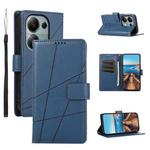 For Xiaomi Redmi Note 13 Pro 4G PU Genuine Leather Texture Embossed Line Phone Case(Blue)