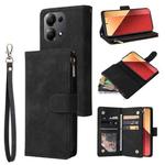 For Xiaomi Redmi Note 13 Pro 4G Multifunctional Frosted Zipper Wallet Leather Phone Case(Black)