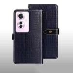 For OPPO Reno11 F idewei Crocodile Texture Leather Phone Case(Dark Blue)