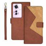 For OPPO Reno11 F idewei Two-color Splicing Leather Phone Case(Brown)