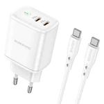 Borofone BN9 Reacher PD 35W USB-C / Type-C Dual Ports Charger Set with Type-C to Type-C Cable, EU Plug(White)