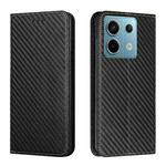 For Xiaomi Redmi Note 13 Pro Carbon Fiber Texture Flip Holder Leather Phone Case(Black)