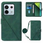 For Xiaomi Redmi Note 13 Pro 5G Global Crossbody 3D Embossed Flip Leather Phone Case(Dark Green)