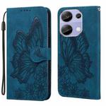 For Xiaomi Redmi Note 13 Pro 4G Retro Skin Feel Butterflies Embossing Horizontal Flip Leather Phone Case(Blue)