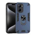 For Realme C33 Shockproof Metal Ring Holder Phone Case(Blue)