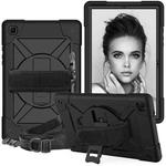 For Samsung Galaxy Tab A7 10.4 (2020) T500/T505 Contrast Color Robot Shockproof Silicone + PC Protective Case with Holder(Black)