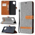 For Samsung Galaxy A42 5G Color Matching Denim Texture Horizontal Flip Leather Case with Holder & Card Slots & Wallet & Lanyard(Grey)