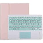TG-102BC Detachable Bluetooth Green Keyboard + Microfiber Leather Tablet Case for iPad 10.2 inch / iPad Air (2019), with Touch Pad & Pen Slot & Holder (Pink)