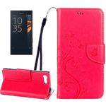 For Sony Xperia X Compact Butterflies Love Flowers Embossing Horizontal Flip Leather Case with Holder & Card Slots & Wallet & Lanyard(Magenta)