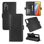 For OPPO Realme 7 Dual-side Magnetic Buckle Horizontal Flip Leather Case with Holder & Card Slots & Wallet(Black)