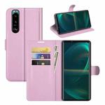 For Sony Xperia 5 III Litchi Texture Horizontal Flip Protective Case with Holder & Card Slots & Wallet(Pink)