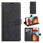 Retro Calf Pattern Buckle Card Wallet Left and Right Flip Phone Holster with Bracket Function For Xiaomi Redmi Note 10 Pro 5G/Poco X3 GT(Black)